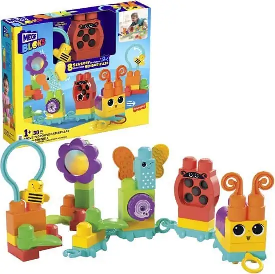 550x548 MEGA Bloks Beweeg en swing rups - 30 blokken - Bouwstenen met geluiden