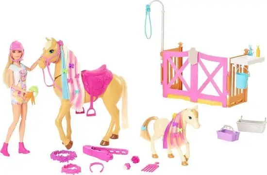 550x361 Barbie Paardenverzorging, Pop, Paarden en Speelset