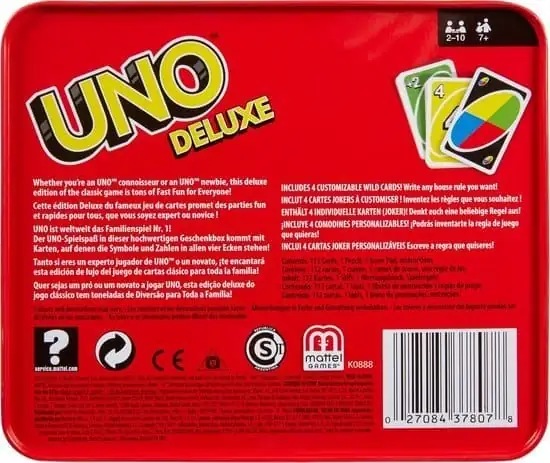 Mattel Games UNO Deluxe Card Game Bewaarblik