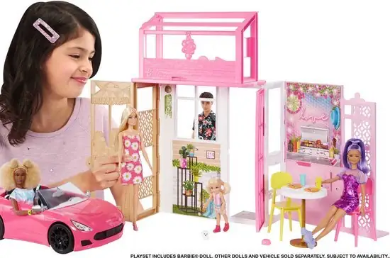 Barbie huis - 2 verdiepingen met Meubels en Accessoires