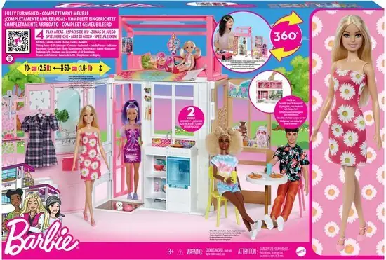Barbie huis - 2 verdiepingen met Meubels en Accessoires