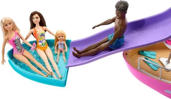 550x319 Barbie Droomboot - Speelset met barbie meubels en glijbaan