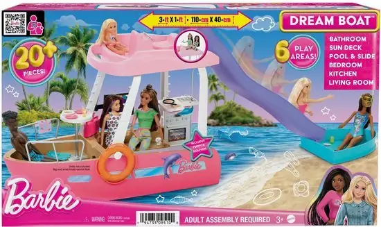 550x327 Barbie Droomboot - Speelset met barbie meubels en glijbaan