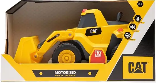 550x293 CAT Bouwspeelgoed, Gemotoriseerde Voorlader Vrachtwagen Buldozer 6 Unieke Geluiden, 2 Gemotoriseerde Functies, Lichtjes & Geluiden, Inclusief 3 AA Batterijen.