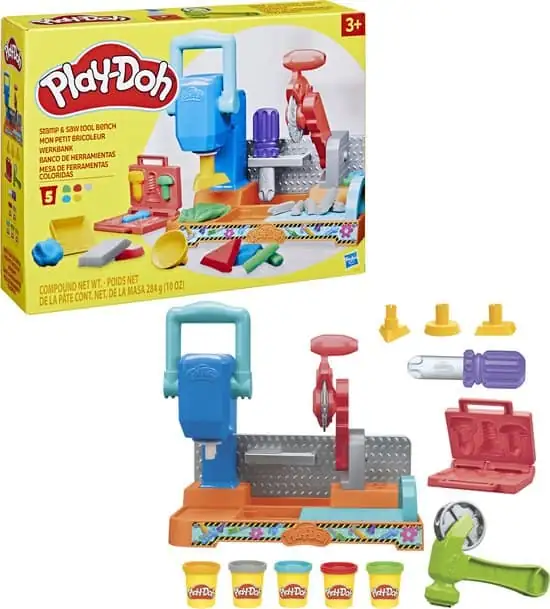 550x609 Play-Doh Stempelen en Zagen Speelset - Boetseerklei - Kindergereedschap - Werkbank speelgoed - 5 Play-Doh potjes - Knutselen voor kinderen
