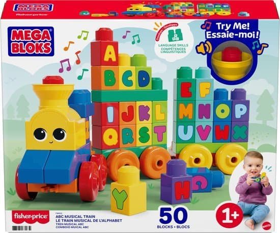 MEGA Bloks ABC muziektrein - 50 blokken - Bouwstenen met geluiden