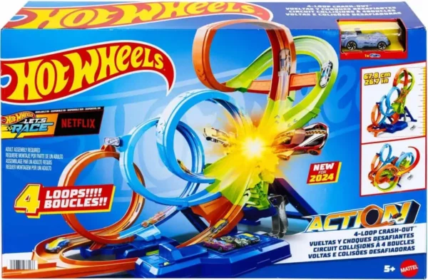 1200x786 Hot Wheels 4-Loopings Crash Baanset