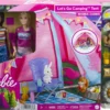Barbie Kampeerspeelset met 2 Poppen en 2 Dierenvriendjes - Speelfigurenset