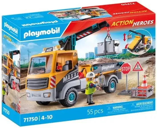 550x449 (1) PLAYMOBIL Action Heroes Vrachtwagen met kraan 71750