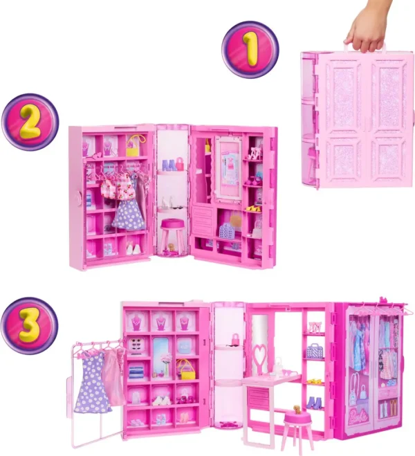 1093x1200 Barbie Roze Super Kledingkast - Barbiepop