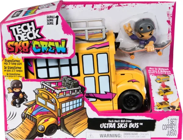 1200x916 (1) Tech Deck Sk8 Crew - 2-in-1 transformerende Ultra Sk8-bus met opbergruimte, vingerskateboard en figuur