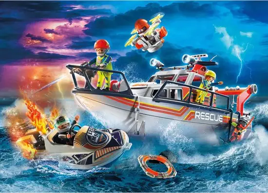 PLAYMOBIL City Action Redding op zee: brandbestrijdingsmissie met reddingskruiser - 70140