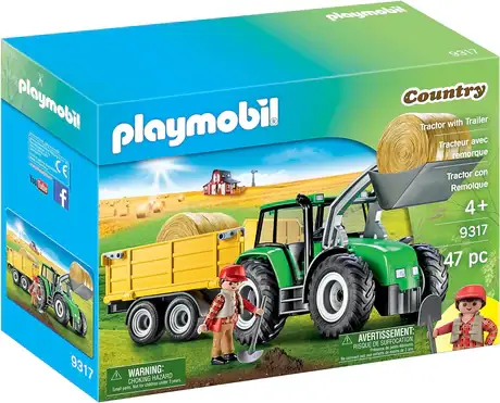 PLAYMOBIL Grote tractor met aanhanger - P-9317 - 47-delig