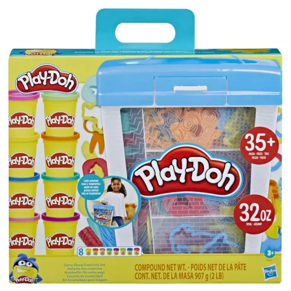 Play-Doh creatieve set met 40 gereedschappen, 8 blikjes en draagtas, niet giftig