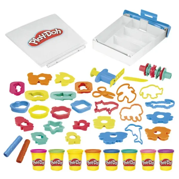 Play-Doh creatieve set met 40 gereedschappen, 8 blikjes en draagtas, niet giftig