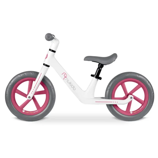 Loopfiets voor kinderen Light Flee – licht, stabiel en verstelbaar Wit Grijs Roze