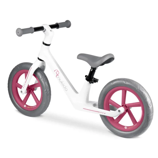 Loopfiets voor kinderen Light Flee – licht, stabiel en verstelbaar Wit Grijs Roze