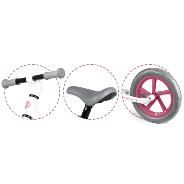 Loopfiets voor kinderen Light Flee – licht, stabiel en verstelbaar Wit Grijs Roze