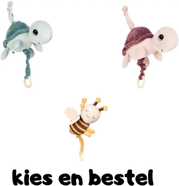 Knuffel Bijtje Muziekdoos 18cm Bruin/Geel Muziekdoosje Baby