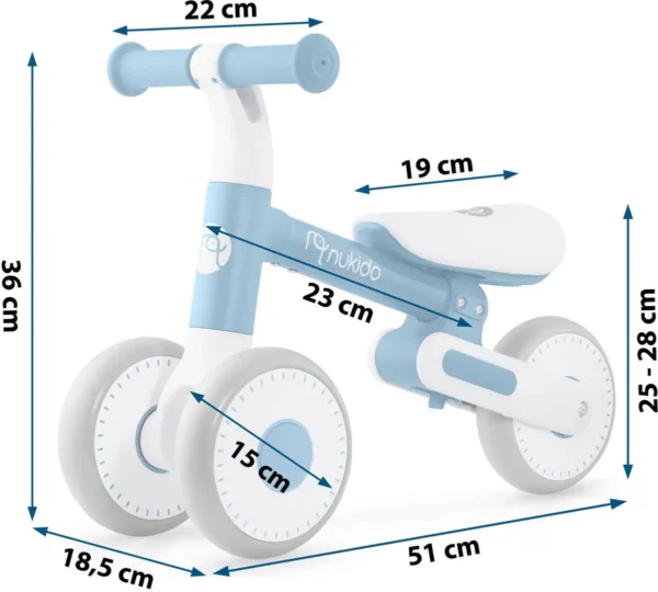 Kinderloopfiets NK-603 – Licht, Veilig en Verstelbaar BabyBlauw