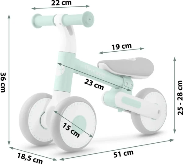 1200x1079 Kinderloopfiets NK-603 – Licht, Veilig en Verstelbaar MintGroen