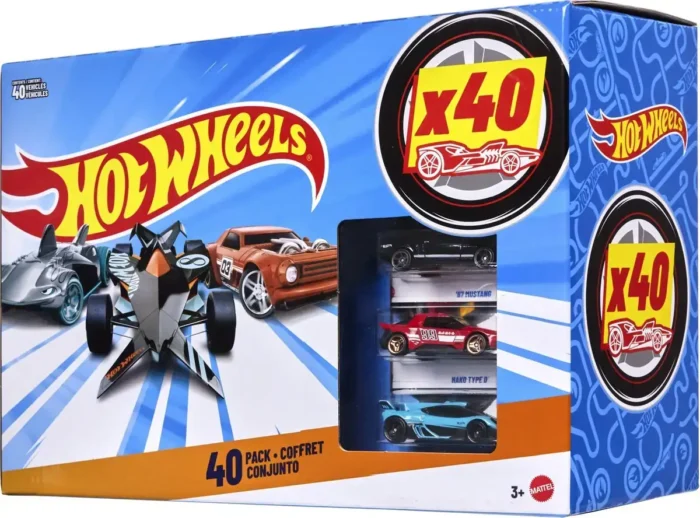 Hot Wheels 40 stuks, set van 40, schaal 1:64 speelgoedracewagens, reddingsvoertuigen of vrachtwagens