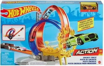HOT-WHEELS-ACTION-ZESTAW-WYZWANIE-PODWOJNA-PETLA-1-autko-Hot-Wheels-GND92-Stan-opakowania-oryginalne Hot Wheels Action Energy Track, baanset