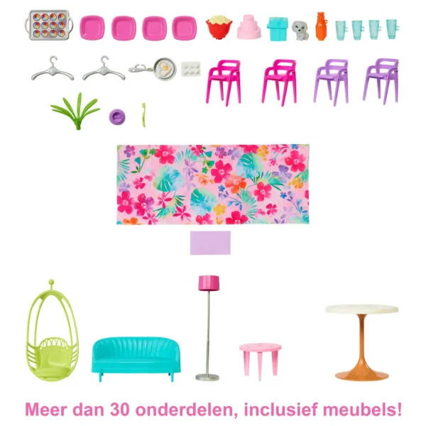 Barbie Malibu Huis - Barbie huis - 2 verdiepingen met barbie meubels
