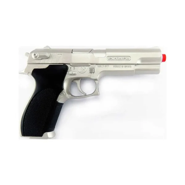 Speelgoed politie pistool 8 shots - zilveren speelgoed geweer