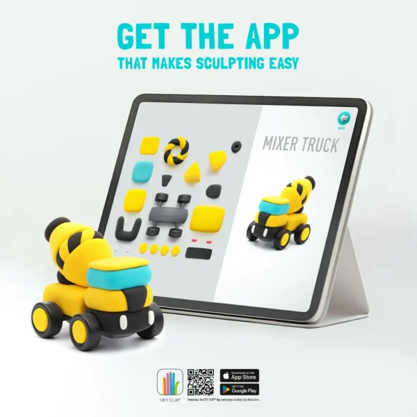 0fb8a702-4d23-4677-882f-1d0749689f73 Hey Clay Boetseerklei Construction Vehicles - 12 cans - 6 figuren