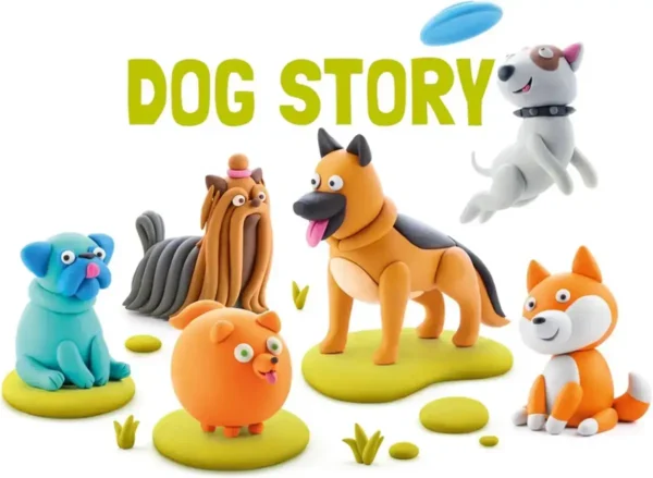 Hey Clay Dog Story Set van 15 potjes Boetseerklei
