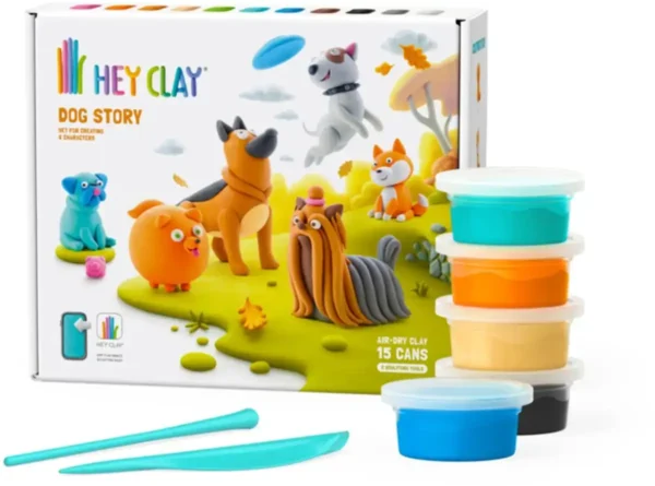 Hey Clay Dog Story Set van 15 potjes Boetseerklei