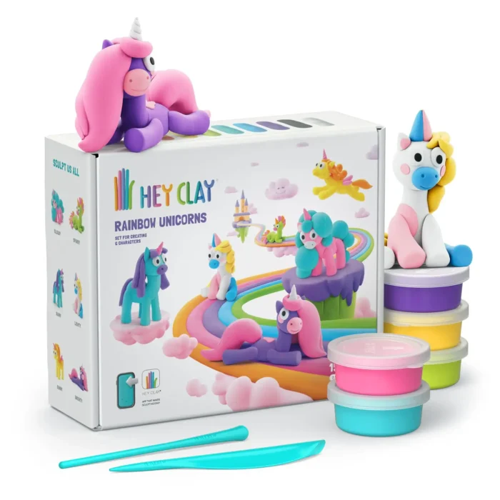 Hey-Clay-Toystop.nl Hey Clay Rainbow Unicorn - 15 cans - 6 unicorns