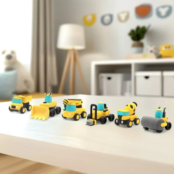 da3f4a89-2310-4b1e-a593-80bdd8c05c9e Hey Clay Boetseerklei Construction Vehicles - 12 cans - 6 figuren