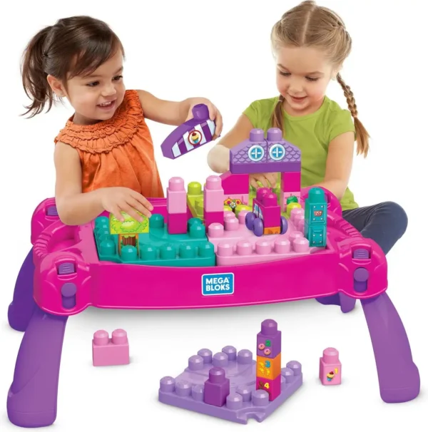 1189x1200 Mega Bloks Bouw en Leer Speeltafel Roze - Voor 1-5 jaar - Opvouwbaar