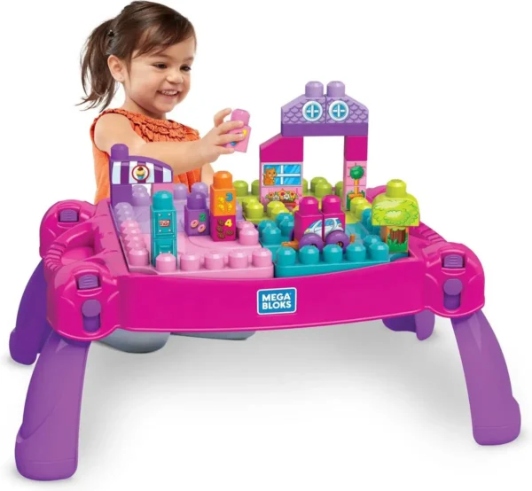 1200x1108 Mega Bloks Bouw en Leer Speeltafel Roze - Voor 1-5 jaar - Opvouwbaar