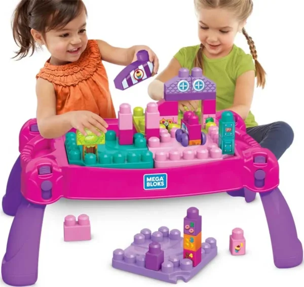 1200x1134 Mega Bloks Bouw en Leer Speeltafel Roze - Voor 1-5 jaar - Opvouwbaar