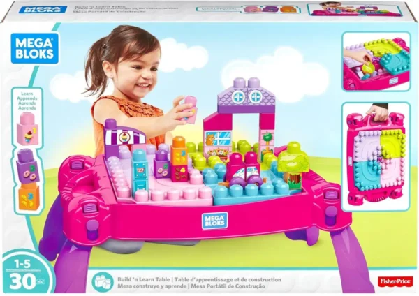 1200x847 Mega Bloks Bouw en Leer Speeltafel Roze - Voor 1-5 jaar - Opvouwbaar
