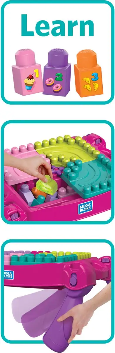 391x1200 Mega Bloks Bouw en Leer Speeltafel Roze - Voor 1-5 jaar - Opvouwbaar