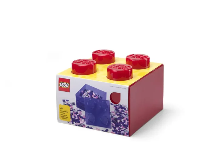 Lego Opbergbox Brick 4 met Deksel Rood