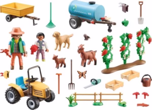 PLAYMOBIL Country Tractor met aanhanger en gevulde watertank speelset 71442 met boer en dieren.