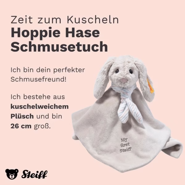 My first Steiff Knuffeldoek Konijn Lichtgrijs 26 cm