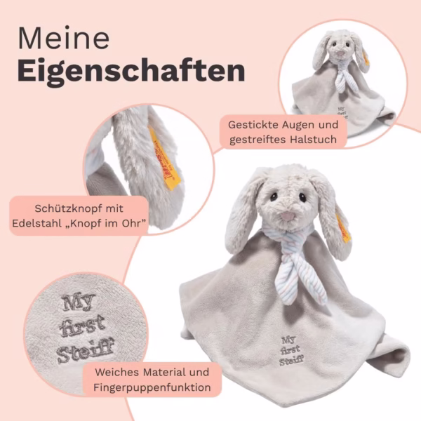 My first Steiff Knuffeldoek Konijn Lichtgrijs 26 cm