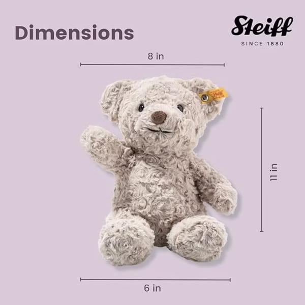 71lC1QaOfPL._AC_SX679_ Steiff knuffel Soft Cuddly Friends teddybeer Honey - Grijs - 28 cm