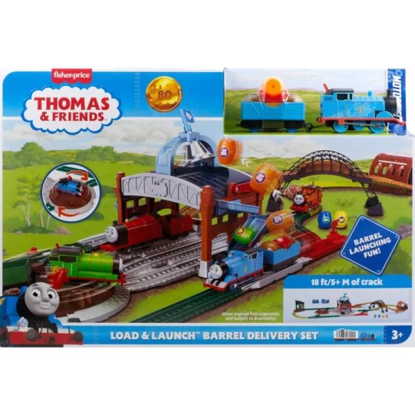 Fisher-Price Thomas & Friends Load & Launch Barrel Delivery Set by & Classic Motorized Toy Train