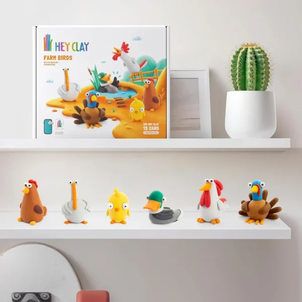 Hey Clay Boerderij Vogels Set van 15 potjes Hey Clay Boerderij Vogels Set van 15 potjes