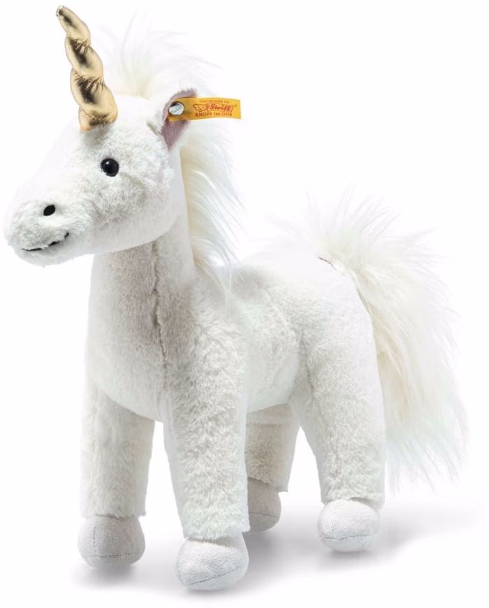 Steiff Soft Cuddly Friends Unica Eenhoorn knuffel van 27 cm in het wit staand op Toystop.nl