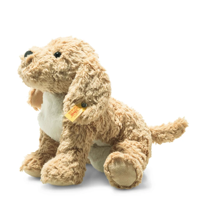 Steiff Soft Cuddly Friends Berno Goldendoodle knuffelhond van 26 cm liggend op Toystop.nl