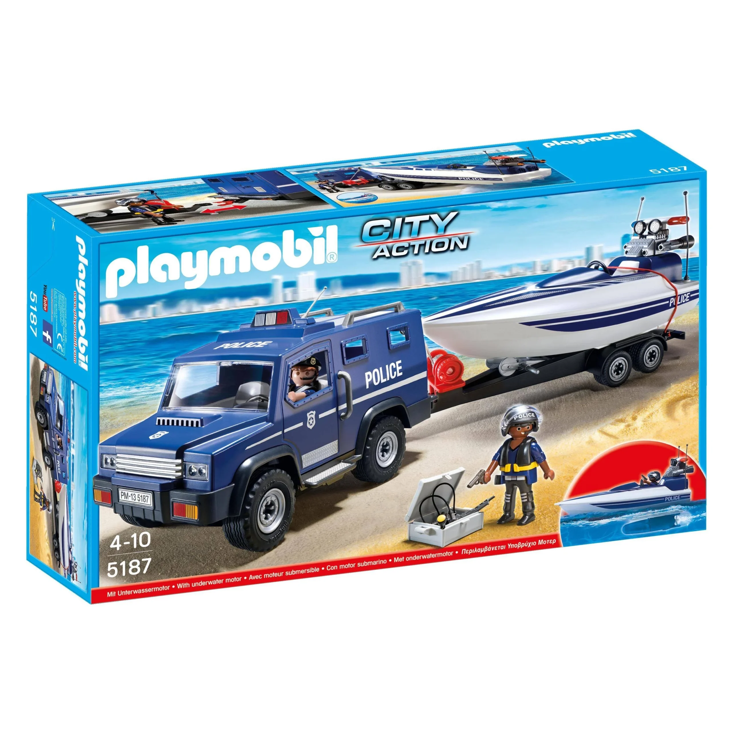 shopping (1) PLAYMOBIL City Action Politietruck met Speedboot - 5187