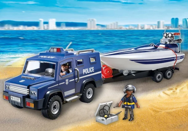 shopping (5) PLAYMOBIL City Action Politietruck met Speedboot - 5187